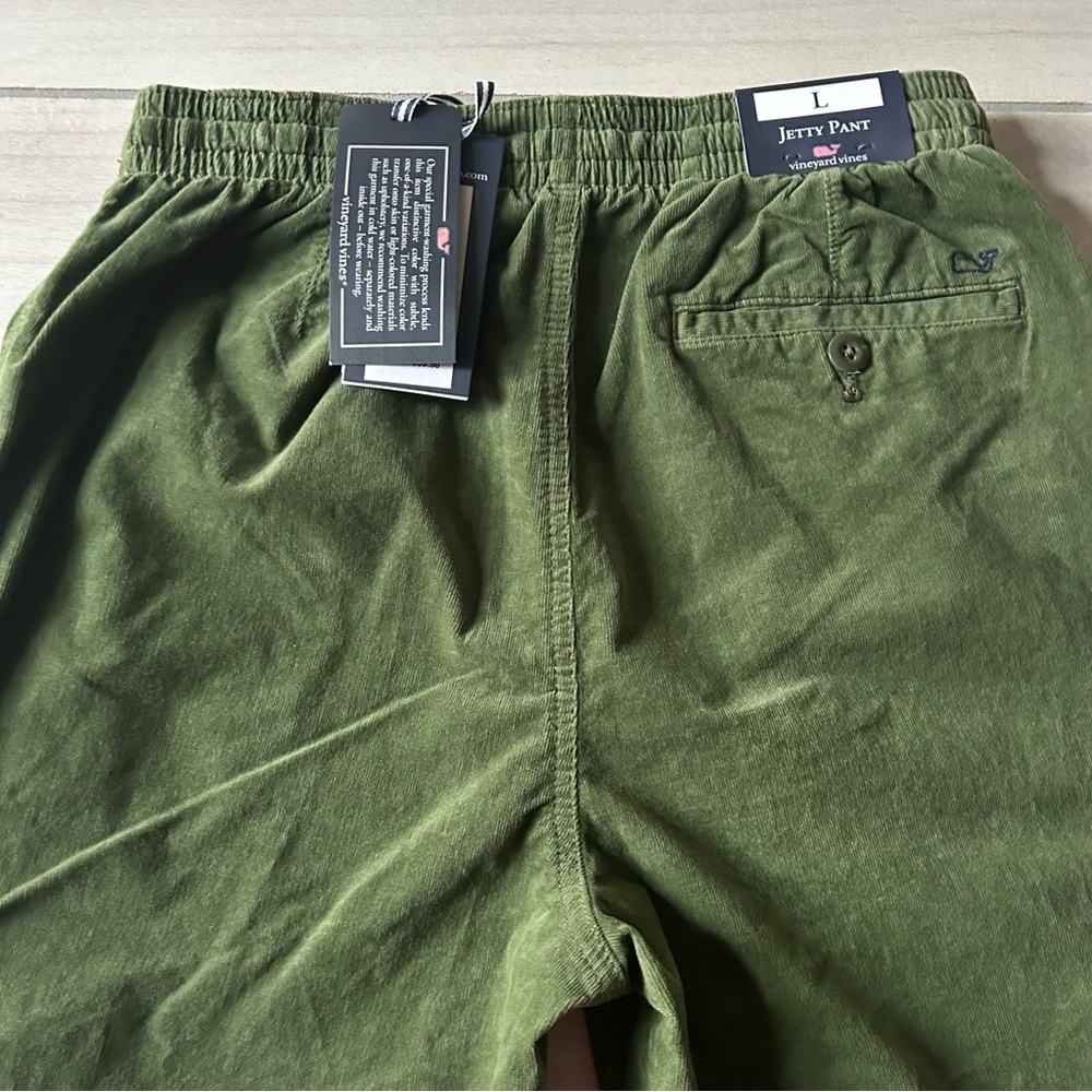 NWT Vineyard Vines Cypress Green Elastic Drawstring Waist Corduroy Jetty Pants - Picture 4 of 4
